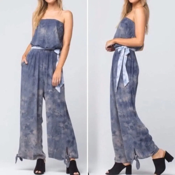 Free People Dresses & Skirts - Free People Blue Strapless Jumpsuit